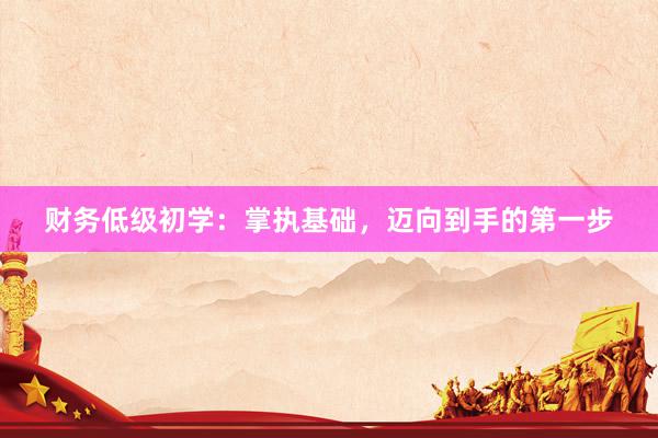财务低级初学：掌执基础，迈向到手的第一步